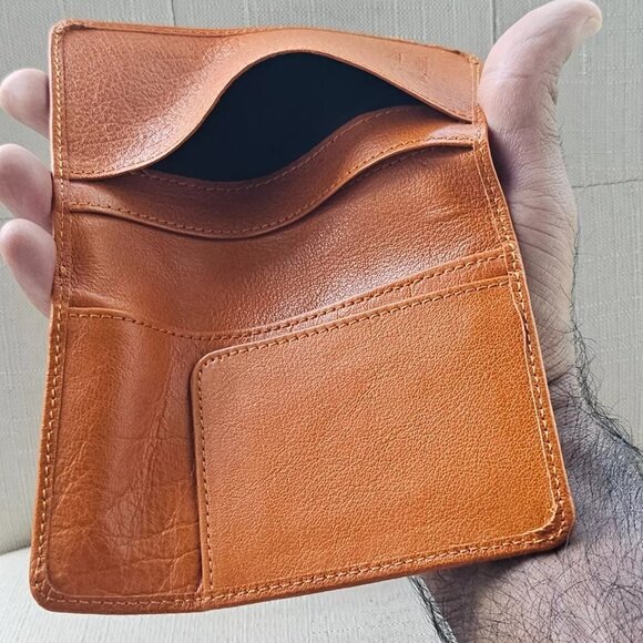 Genuine Leather Passport Holder Handmade Wallet Bifold Mustard Yellow Cardholder - Picture 11 of 12